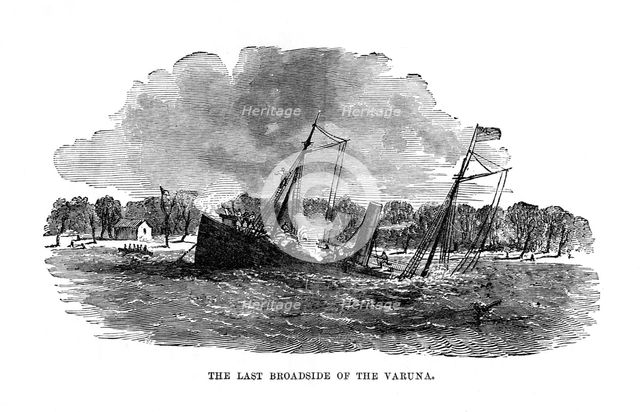 'The Last Broadside of the Varuna', 1862, (1872). Artist: Unknown