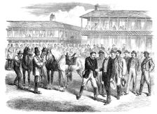 The Last Days of the Confederate Government...Jefferson Davis bidding farewell to his escort, 1865. Creator: Unknown