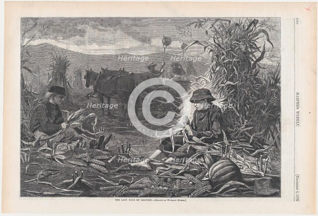 The Last Days of Harvest (Harper's Weekly, Vol. XVII), December 6, 1873. Creator: Unknown.