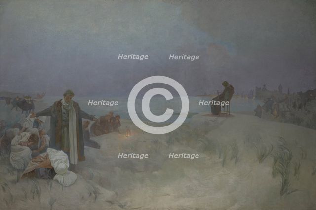 The Last Days of Jan Amos Komenský in Naarden (The cycle The Slav Epic), 1912. Creator: Mucha, Alfons Marie (1860-1939).