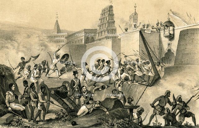 'The last effort of Tippoo Saib at Seringapatam', 1799, (1847). Artist: Unknown