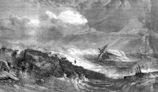 "The Last from the Wreck", by E. Duncan, in the Exhibition of the Water-Colour Society, 1860. Creator: Mason Jackson