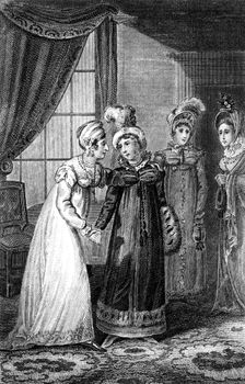 The Last Interview between Her Majesty and Princess Charlotte 1820.Artist: J Chapman