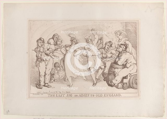 The Last Jig or Adieu to Old England, January 20, 1818., January 20, 1818. Creator: Thomas Rowlandson.