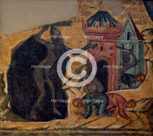 The Last Judgment. Fresco of the Novodevichy Convent, 1654. Artist: Ancient Russian frescos  