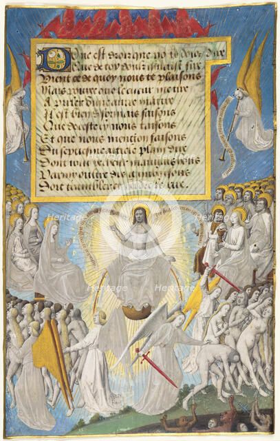 The Last Judgment from Les Sept Articles de la Foi by Jean Chappuis, c. 1470. Creator: Francois Fouquet.