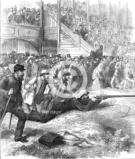 The last shot for the Queen's Prize at Wimbledon, 1872. Creator: Unknown.