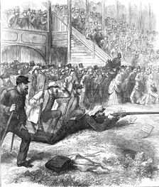 The last shot for the Queen's Prize at Wimbledon, 1872. Creator: Unknown