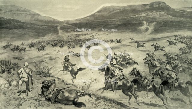 'The Last Stand Made By The Boers Before Kimberley-Charge of British Cavalry', 1900. Creators: Godfrey Douglas Giles, WS Small.
