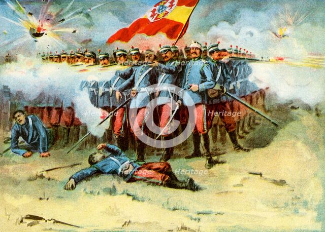 'The Last Stand', square of Spanish infantry, Spanish-American War, 1898. Artist: Unknown