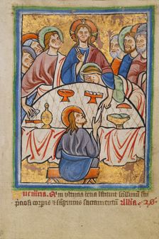 The Last Supper, about 1190-1200; text added about 1480-1490. Creator: Unknown