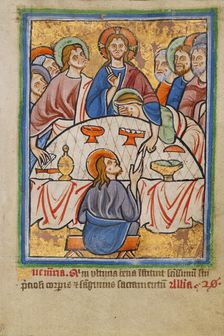 The Last Supper, about 1190-1200; text added about 1480-1490. Creator: Unknown