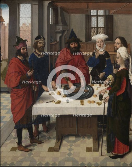 The Last Supper altarpiece: Passover Seder (left wing), 1464-1468. Artist: Bouts, Dirk (1410/20-1475)