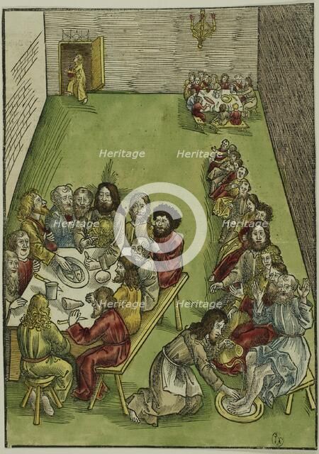 The Last Supper and Christ Washing the Feet of his Disciples, plate nine from Passio..., c.1503. Creators: Urs Graf, Johann Knobloch.