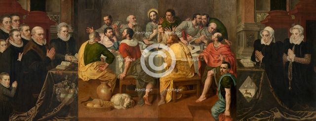The Last Supper and Dutch patrons, 1575.  Creator: Adriaen Thomasz Key.