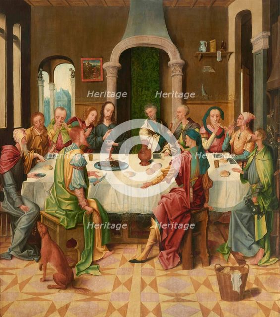 The Last Supper (central panel of an altarpiece), First quarter of 16th cen. Creator: Overbeke, Adriaen van (active 1505-1530).