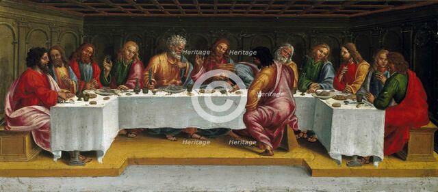 The Last Supper. (Lamentation over the Dead Christ, Predella panel), 1502. Creator: Signorelli, Luca (ca 1441-1523).
