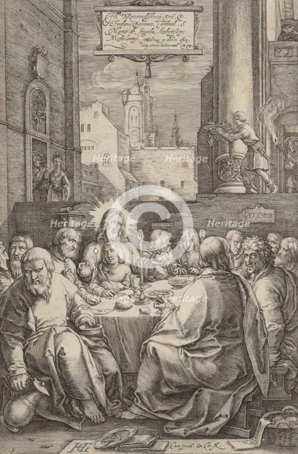 The Last Supper, plate 1 from The Passion of Christ, 1598. Creator: Hendrik Goltzius.
