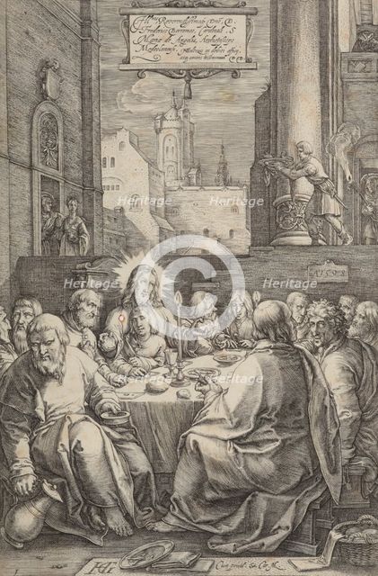 The Last Supper, plate 1 from The Passion of Christ, 1598. Creator: Hendrik Goltzius.