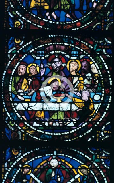 The Last Supper, stained glass, Chartres Cathedral, France, 1205-1215. Artist: Unknown