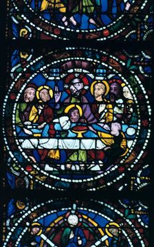 The Last Supper, stained glass, Chartres Cathedral, France, 1205-1215