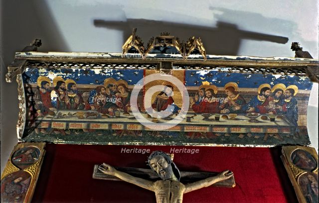  'The Last Supper', tempera painting on the canopy of an altarpiece, piece coming from the church…