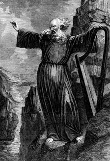"The Last Welsh Bard", the Painting which obtained the Prize at the Llangollen Eisteddfod, 1858. Creator: Unknown