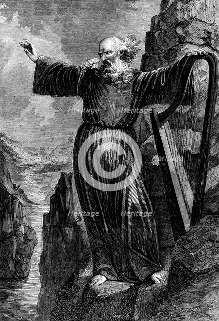 "The Last Welsh Bard", the Painting which obtained the Prize at the Llangollen Eisteddfod, 1858. Creator: Unknown.
