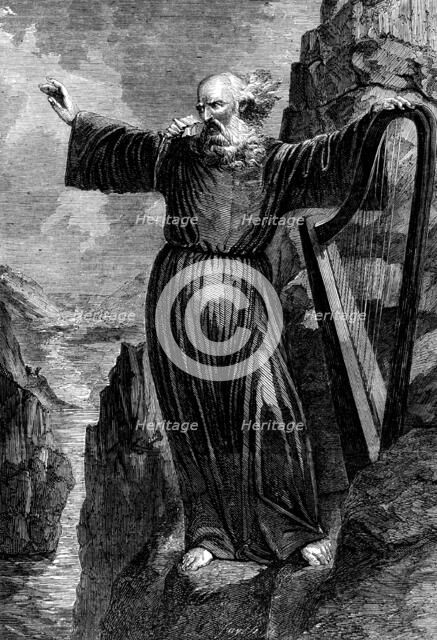 "The Last Welsh Bard", the Painting which obtained the Prize at the Llangollen Eisteddfod, 1858. Creator: Unknown.