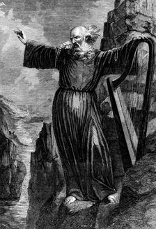 "The Last Welsh Bard", the Painting which obtained the Prize at the Llangollen Eisteddfod, 1858. Creator: Unknown