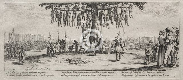 The Large Miseries of War: The Hanging, 1633. Creator: Jacques Callot (French, 1592-1635).