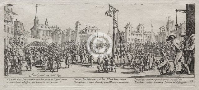 The Large Miseries of War: The Strappado, 1633. Creator: Jacques Callot (French, 1592-1635).