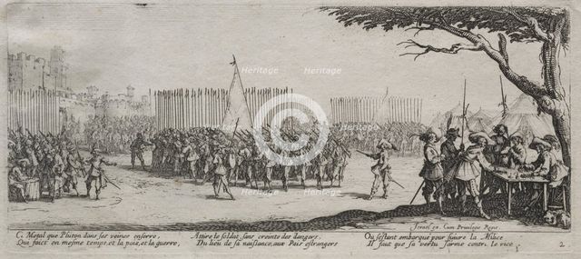 The Large Miseries of War: Enrollment of the Troops, 1633. Creator: Jacques Callot (French, 1592-1635).