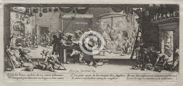 The Large Miseries of War: Pillaging, 1633. Creator: Jacques Callot (French, 1592-1635).