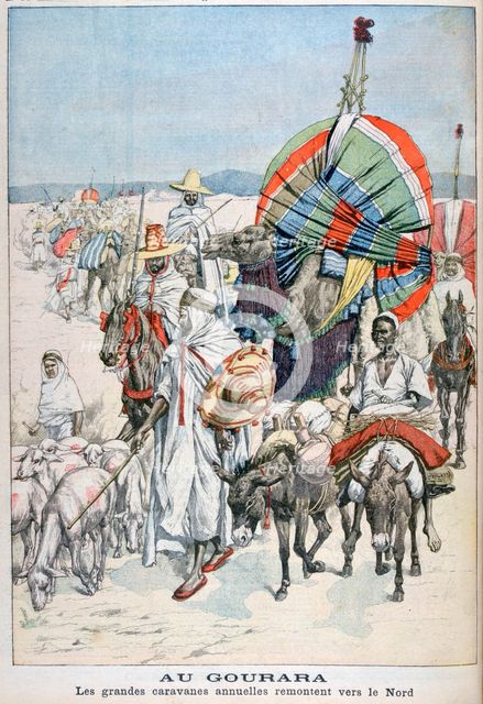 The large annual caravans heading north, Gourara, Algeria, 1903. Artist: Unknown