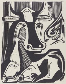 The Large Cow Lying Down (Grosse Liegende Kuh), 1929. Creator: Ernst Kirchner