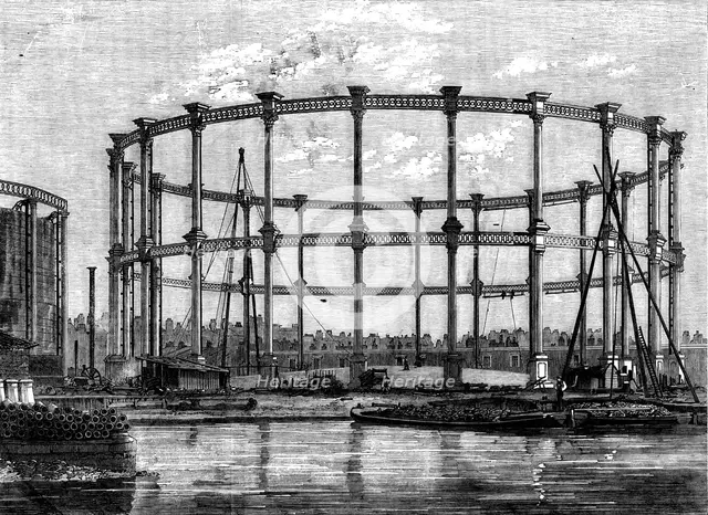 The Large Gasholder at the Imperial Gas Company's Works, Bethnal-Green, 1858. Creator: Unknown.