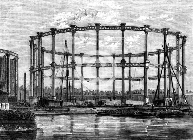 The Large Gasholder at the Imperial Gas Company's Works, Bethnal-Green, 1858. Creator: Unknown.