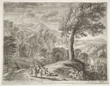 The Large Tree and the Cascade, c. 1652-1654. Creator: Herman van Swanevelt (Dutch, c. 1600-1655)