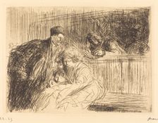 The Lawyer Talking to the Prisoner (second plate), 1909. Creator: Jean Louis Forain