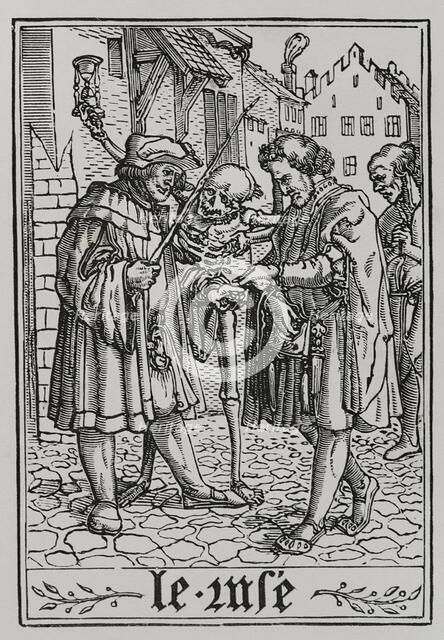 The Lawyer from "The Dance of Death", 1538, (1877).  Creator: Unknown.