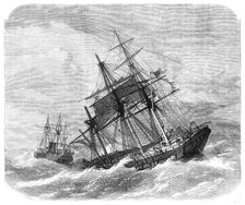 The late collision off The Lizard: H.M.S. Terrible towing The Calcutta into Plymouth, 1869. Creator: Unknown