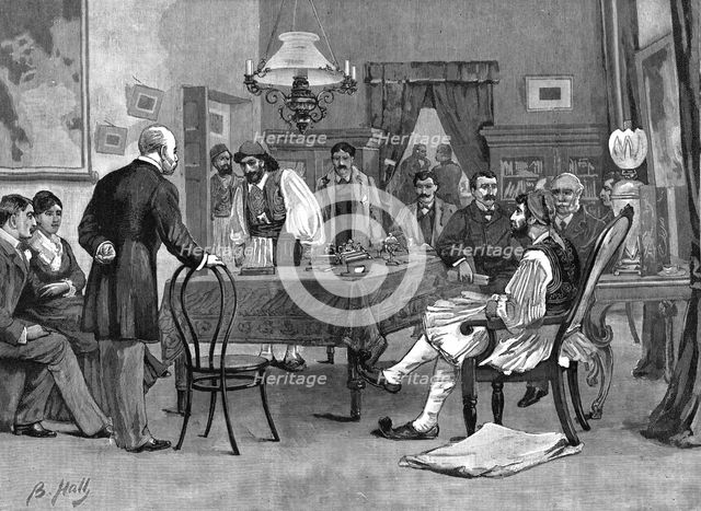 'The late crisis in Greece - A reception at the house of M Delyannis before his fall', 1886. Creator: Unknown.