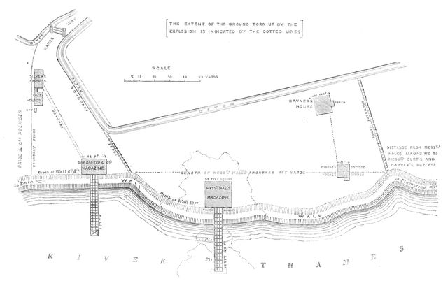 The late gunpowder explosion: site of the powder-magazines at Belvedere, in the Erith Marshes, 1864. Creator: Unknown.