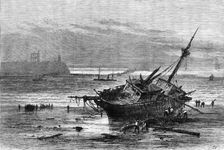 The Late Destructive Gale of Wind: sketch at the mouth of the Tyne - wreck of the Atlantic, 1881. Creator: Unknown