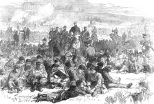 The Late Events in Paris: captive insurgents of Belleville guarded in the Parc des Buttes..., 1871. Creator: Unknown