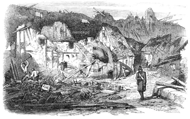 The Late Explosion at Mayence - the Old Kastrick Street, 1857. Creator: Richard Principal Leitch.