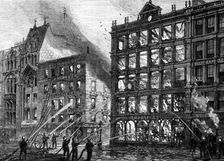 The late fire at the corner of Bread-Street, Cheapside, 1881. Creator: Unknown
