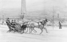 The Late Frost - The Prince of Wales sleighing on the Thames Embankment, London, c1900