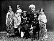 The late Maharajah of Mysore, G.C.S.I., and his family, 1895. Creator: George Meisenbach
